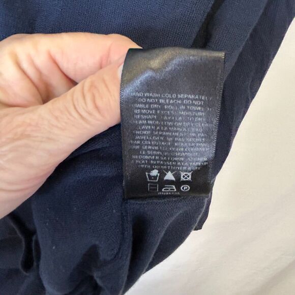 Lafayette 148 Navy V-Neck Button Front Long Sleeve  Long Cardigan Sweater Size L - Picture 11 of 13